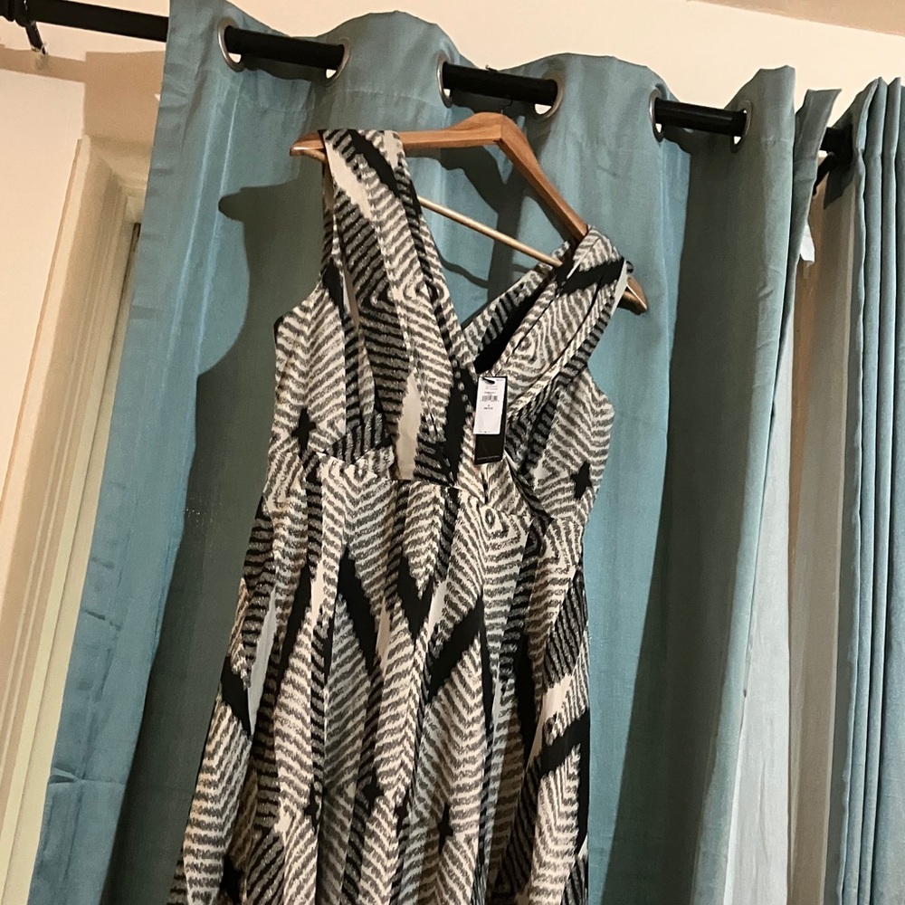 Banana Republic Black and White Patterned Maxi Dress